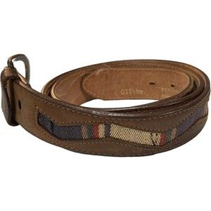 TOREL Mens Laced Edge Ribbon Western Brown Leather Belt Size 44/110